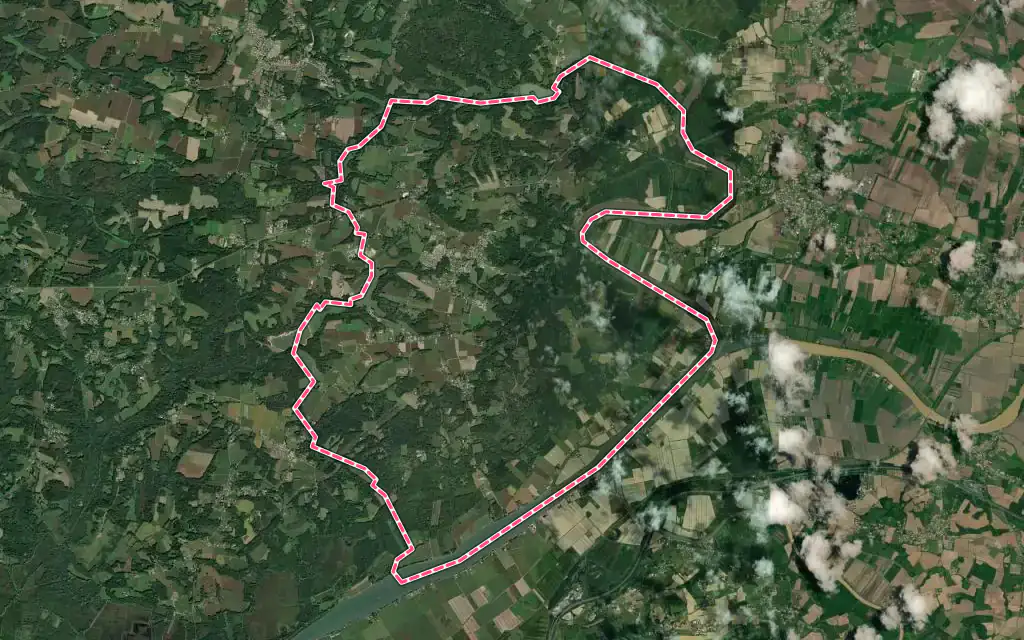 Vue satellite de Sainte-Marie-de-Gosse avec ses contours administratifs