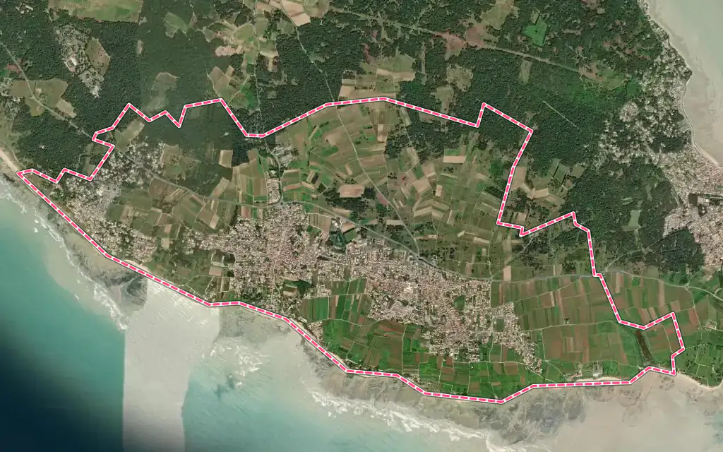 Vue satellite de Sainte-Marie-de-Ré avec ses contours administratifs