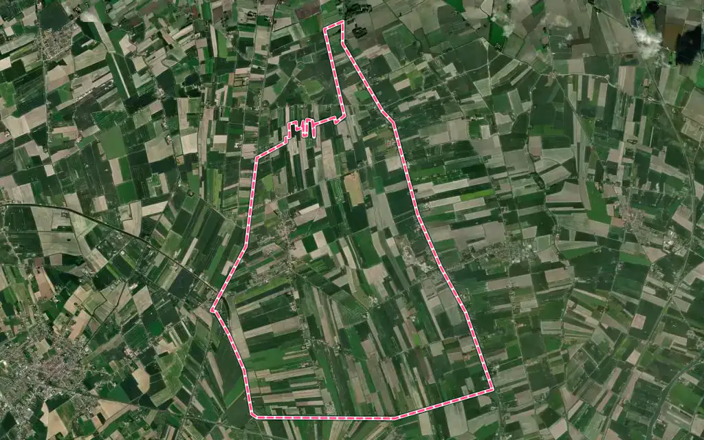 Vue satellite de Sainte-Marie-Kerque avec ses contours administratifs