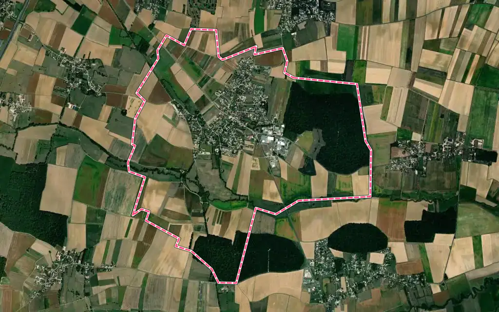 Vue satellite de Sainte-Marie-la-Blanche avec ses contours administratifs