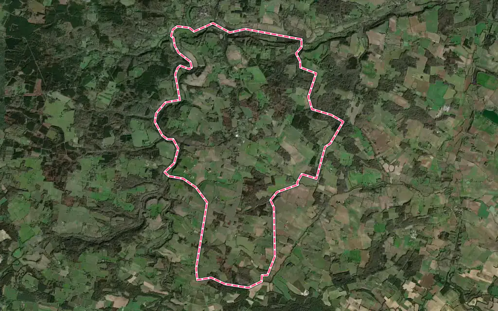 Vue satellite de Sainte-Maure-de-Peyriac avec ses contours administratifs