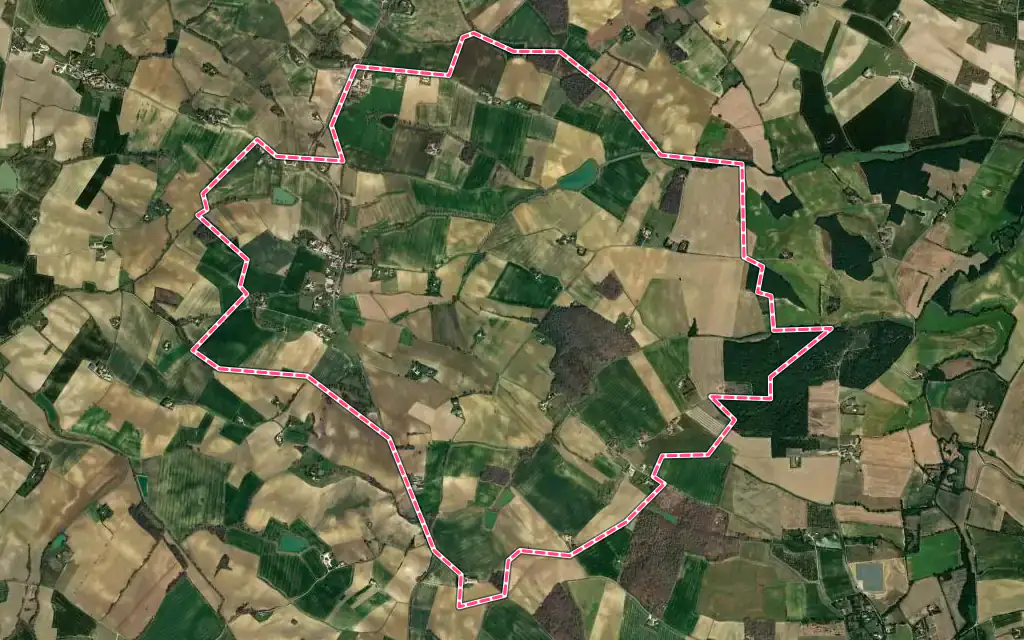 Vue satellite de Sainte-Mère avec ses contours administratifs