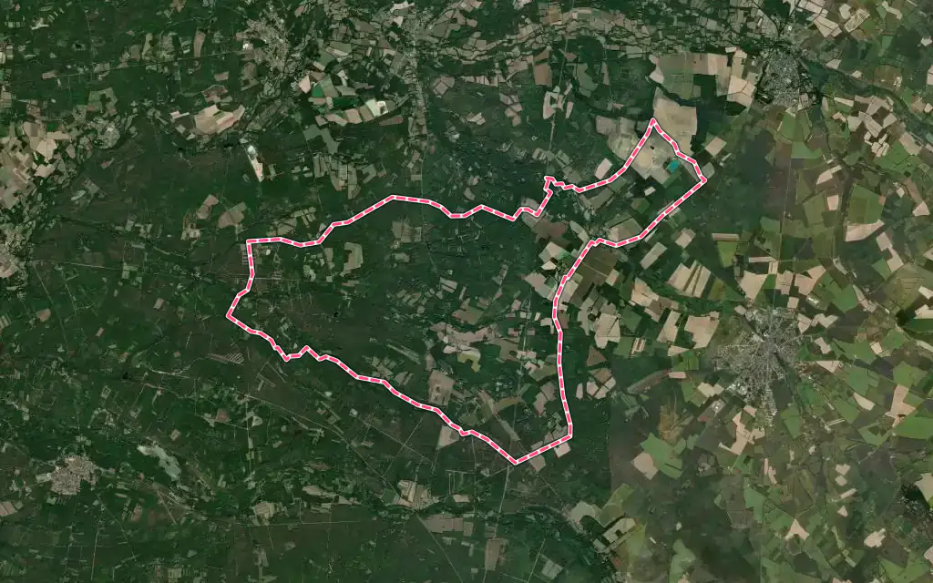 Vue satellite de Sainte-Montaine avec ses contours administratifs