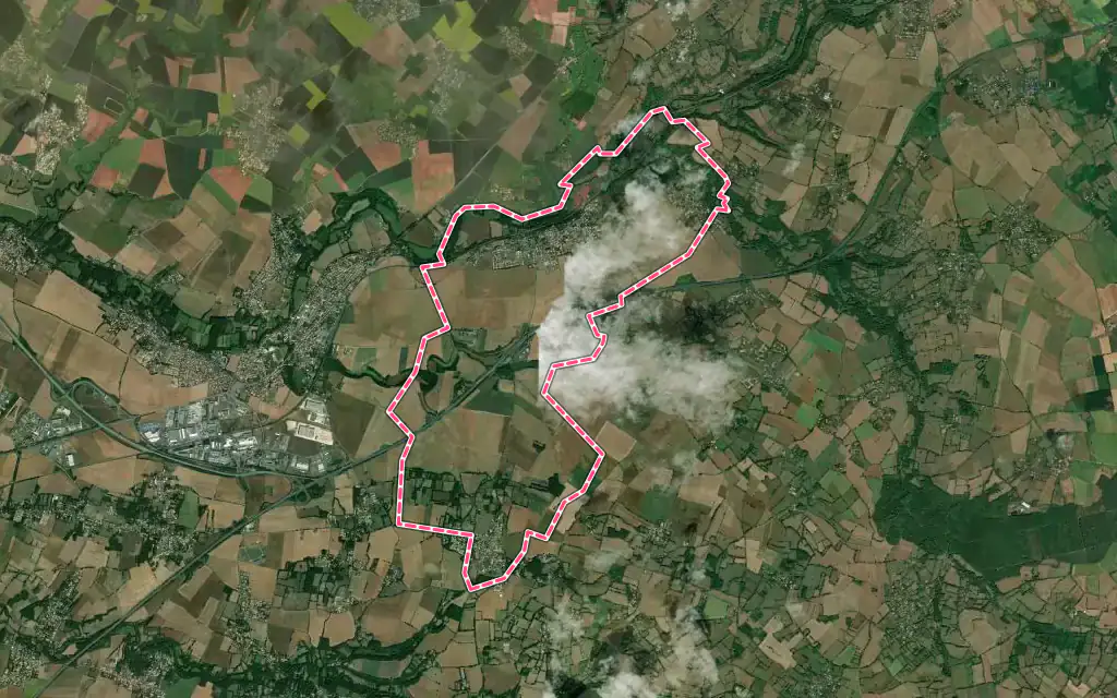Vue satellite de Sainte-Néomaye avec ses contours administratifs
