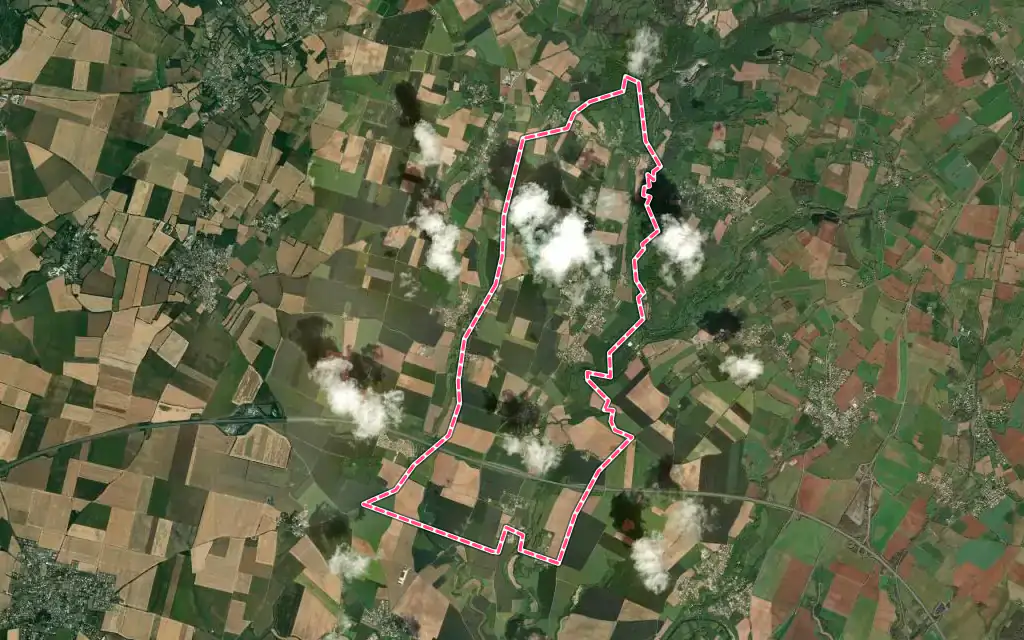 Vue satellite de Sainte-Ouenne avec ses contours administratifs