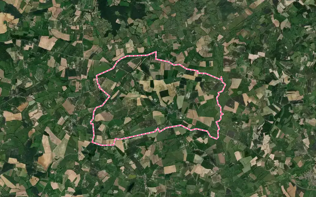 Vue satellite de Sainte-Scolasse-sur-Sarthe avec ses contours administratifs