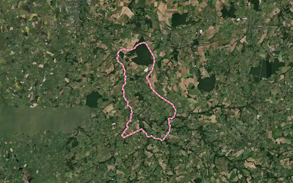 Vue satellite de Sainte-Sévère-sur-Indre avec ses contours administratifs