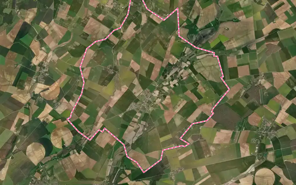 Vue satellite de Sainte-Solange avec ses contours administratifs