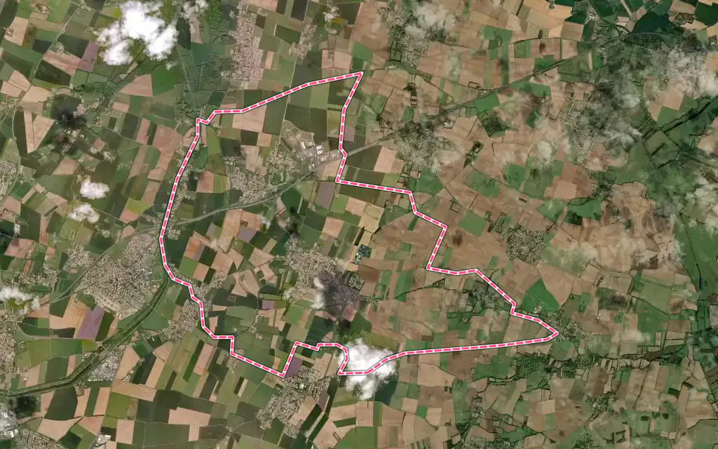 Vue satellite de Sainte-Soulle avec ses contours administratifs