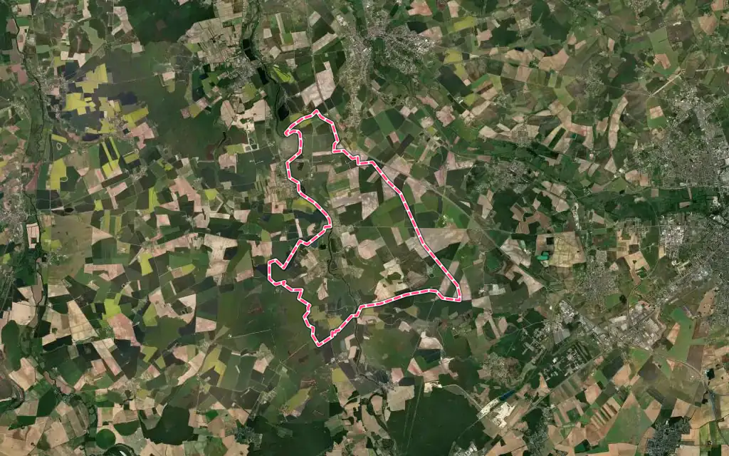 Vue satellite de Sainte-Thorette avec ses contours administratifs