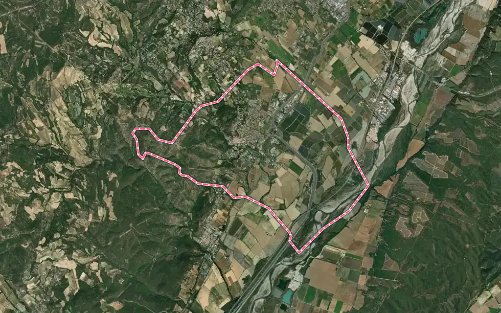 Vue satellite de Sainte-Tulle avec ses contours administratifs