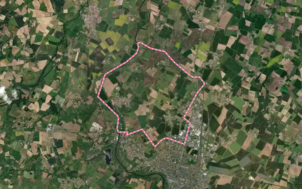 Vue satellite de Sainte-Verge avec ses contours administratifs