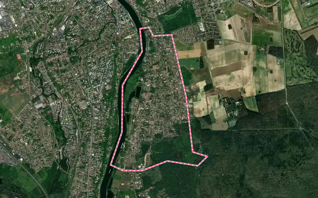 Vue satellite de Saintry-sur-Seine avec ses contours administratifs
