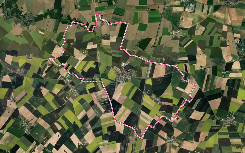 Vue satellite de Sainville avec ses contours administratifs