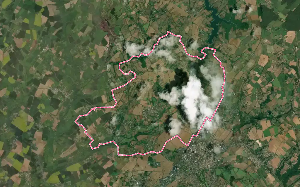 Vue satellite de Saivres avec ses contours administratifs