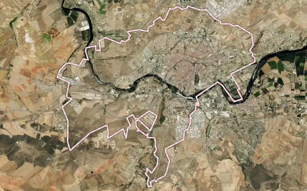 Vista satélite de Salamanca con su contorno administrativo