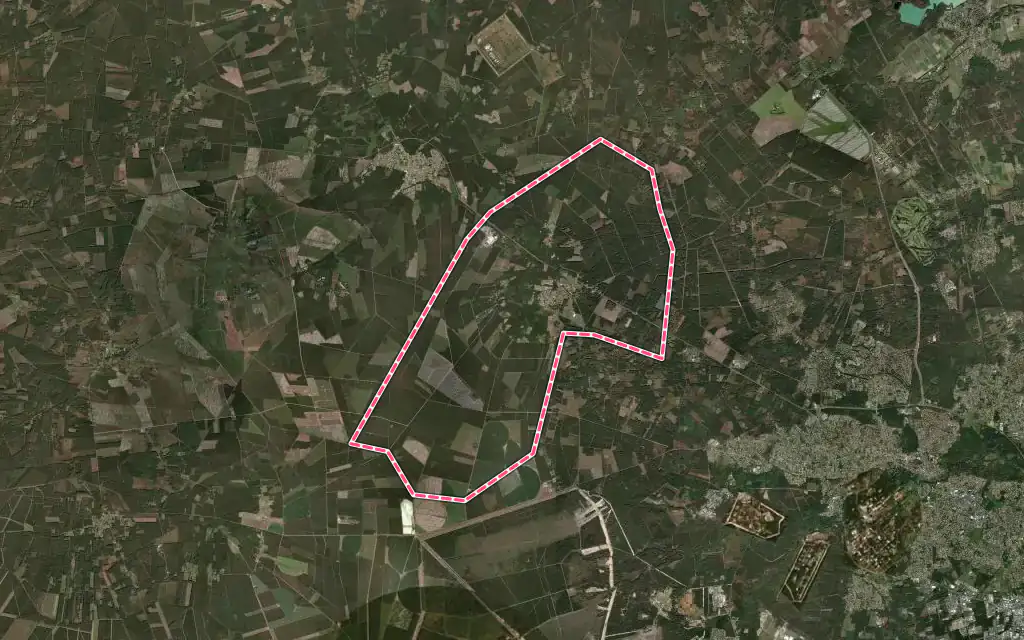 Vue satellite de Salaunes avec ses contours administratifs