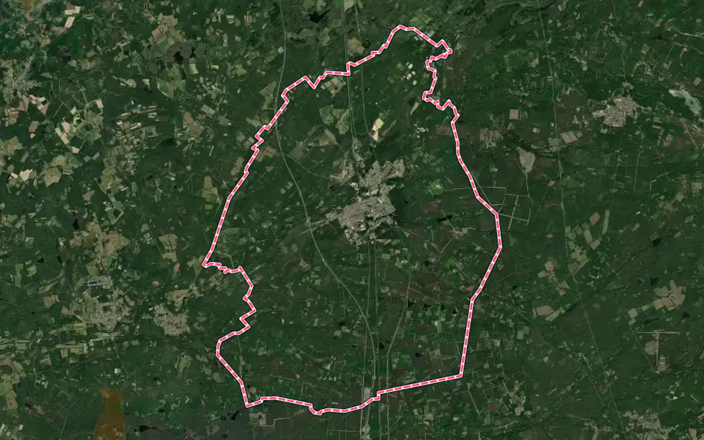 Vue satellite de Salbris avec ses contours administratifs