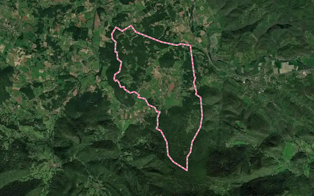 Vue satellite de Saleich avec ses contours administratifs