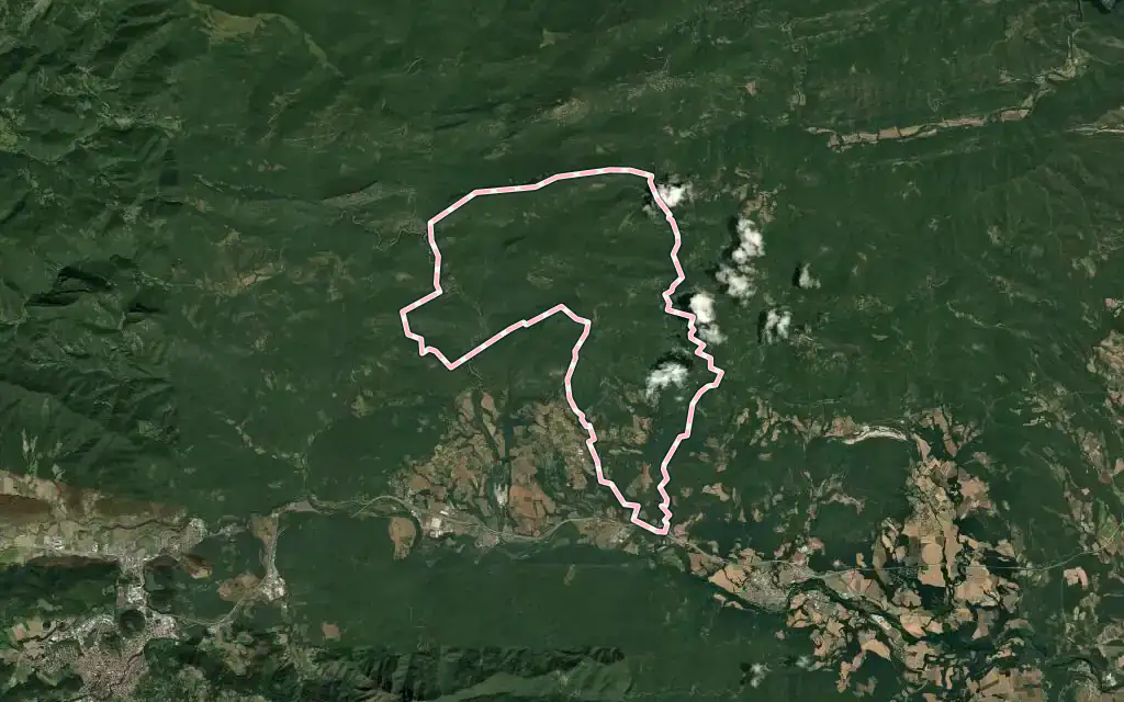 Vista satélite de Sales de Llierca con su contorno administrativo