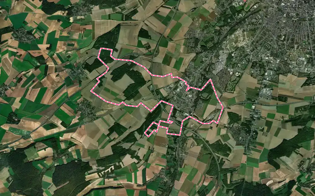 Vue satellite de Saleux avec ses contours administratifs