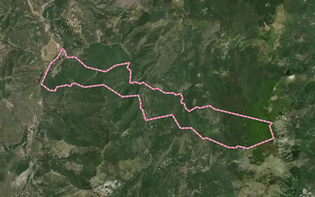 Vue satellite de Saliceto avec ses contours administratifs