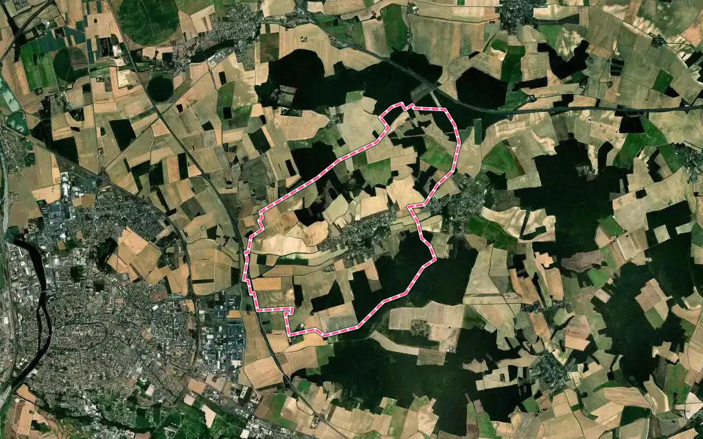 Vue satellite de Saligny avec ses contours administratifs