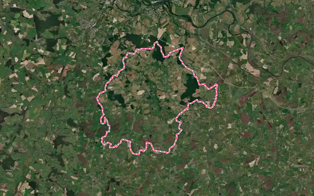 Vue satellite de Saligny-sur-Roudon avec ses contours administratifs