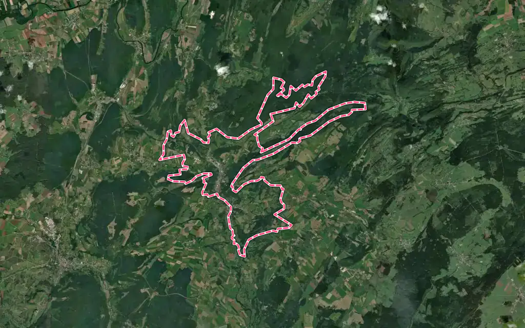 Vue satellite de Salins-les-Bains avec ses contours administratifs