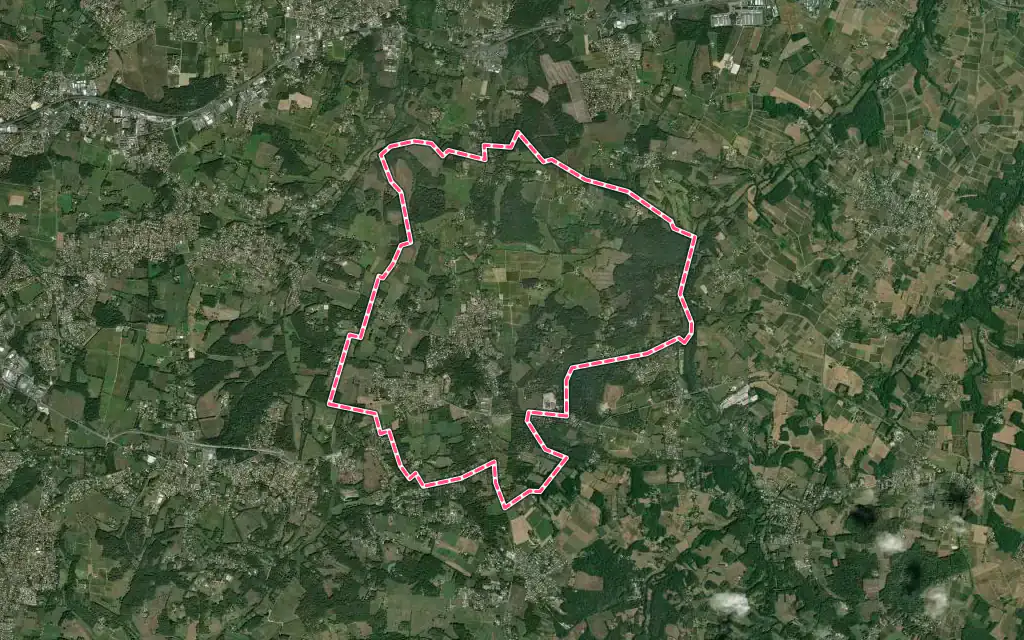 Vue satellite de Sallebœuf avec ses contours administratifs