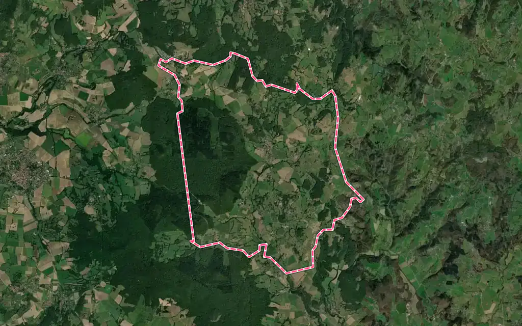 Vue satellite de Sallèdes avec ses contours administratifs