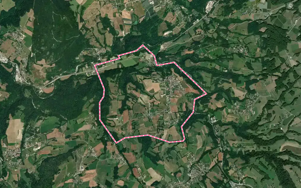 Vue satellite de Sallenôves avec ses contours administratifs