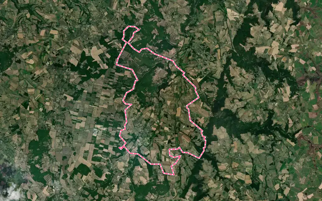 Vue satellite de Salles-Courbatiès avec ses contours administratifs