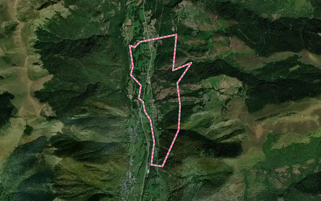 Vue satellite de Salles-et-Pratviel avec ses contours administratifs