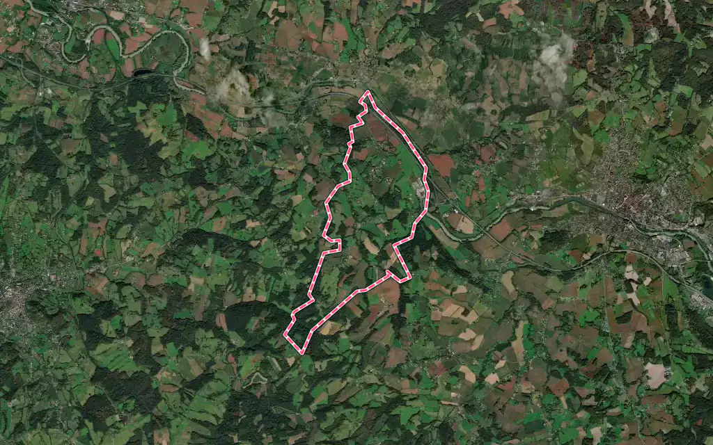 Vue satellite de Salles-Mongiscard avec ses contours administratifs