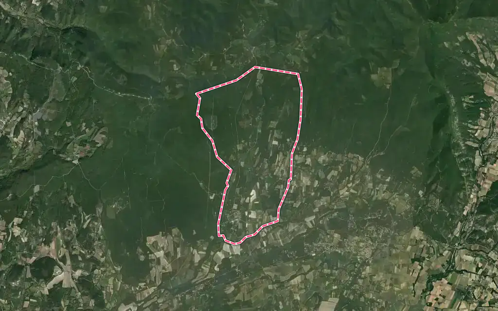 Vue satellite de Salles-sous-Bois avec ses contours administratifs
