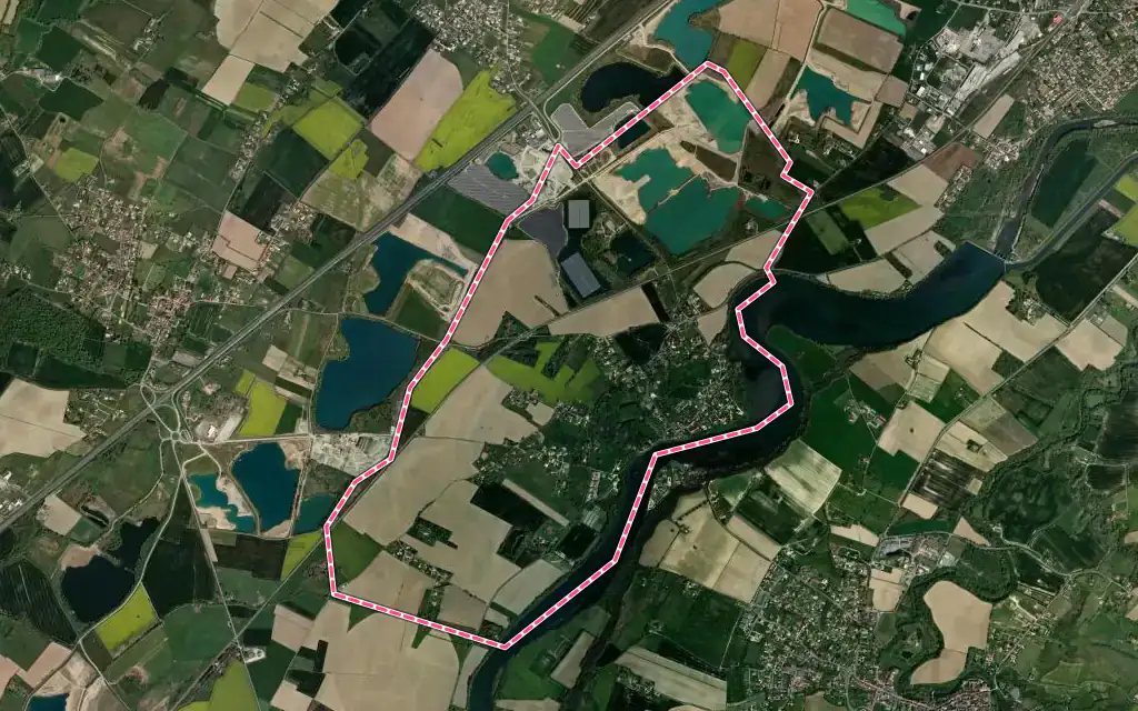 Vue satellite de Salles-sur-Garonne avec ses contours administratifs