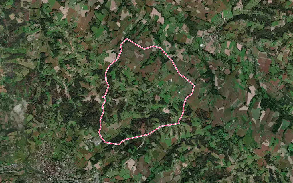 Vue satellite de Sallespisse avec ses contours administratifs