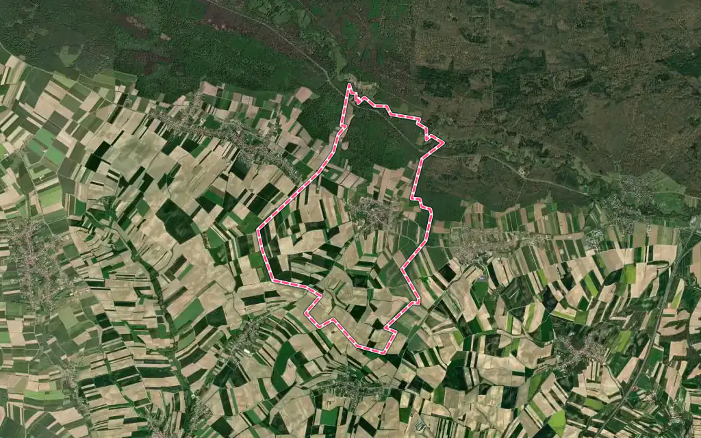 Vue satellite de Salmbach avec ses contours administratifs
