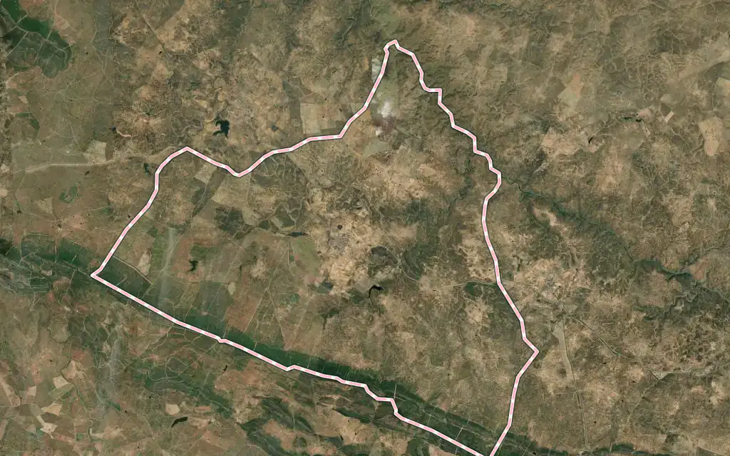 Vista satélite de Salorino con su contorno administrativo