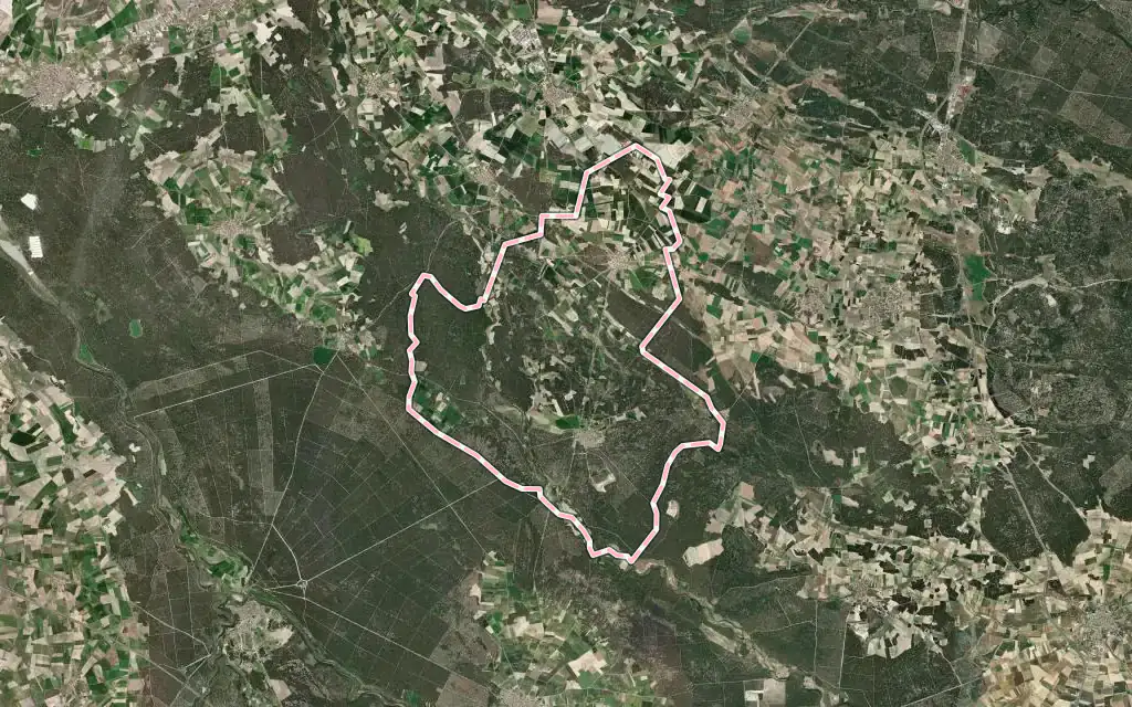 Vista satélite de Samboal con su contorno administrativo
