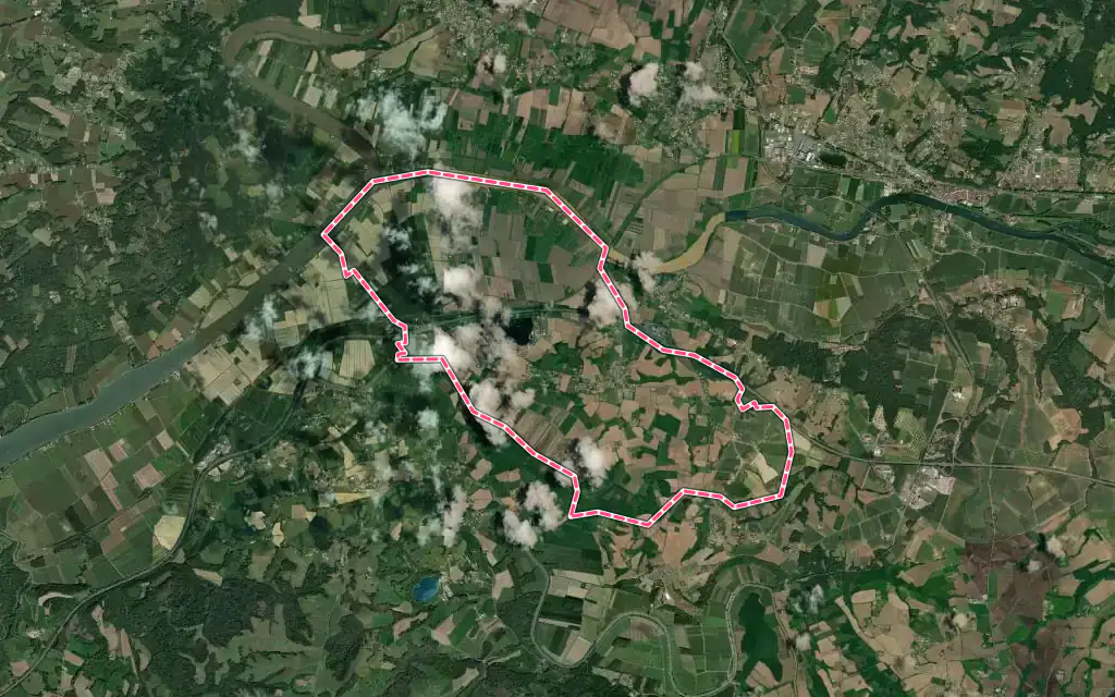 Vue satellite de Sames avec ses contours administratifs