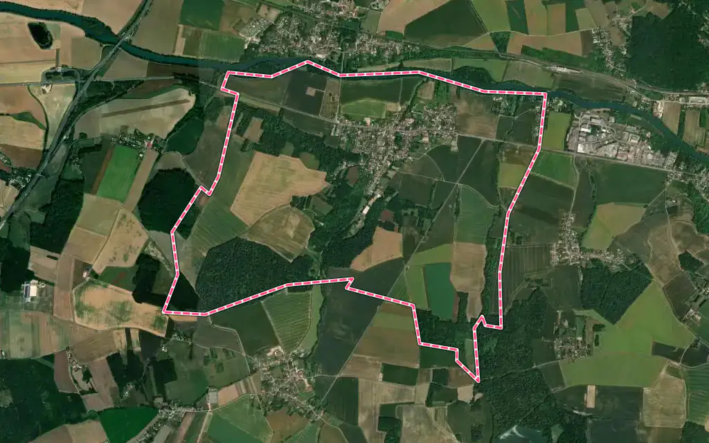 Vue satellite de Sammeron avec ses contours administratifs