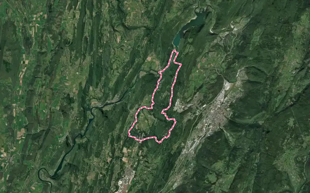 Vue satellite de Samognat avec ses contours administratifs