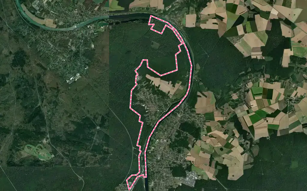 Vue satellite de Samois-sur-Seine avec ses contours administratifs