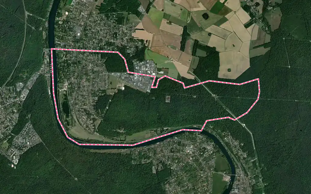 Vue satellite de Samoreau avec ses contours administratifs