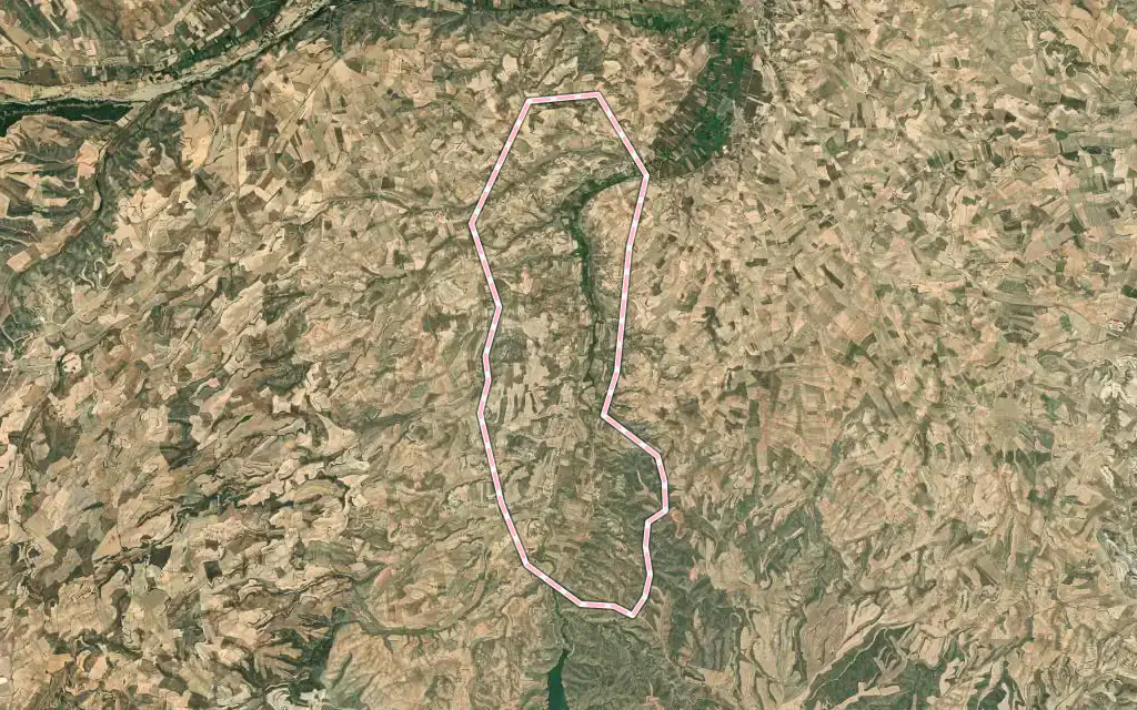 Vista satélite de Samper del Salz con su contorno administrativo