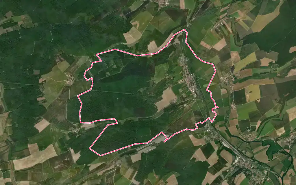 Vue satellite de Sampigny avec ses contours administratifs