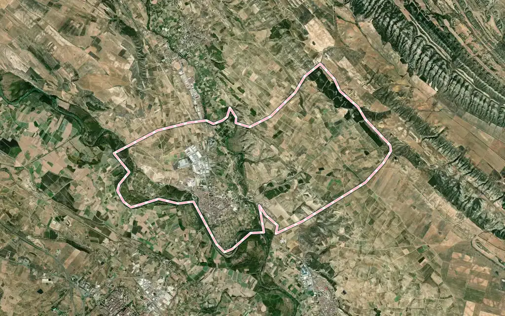 Vista satélite de San Adrián con su contorno administrativo