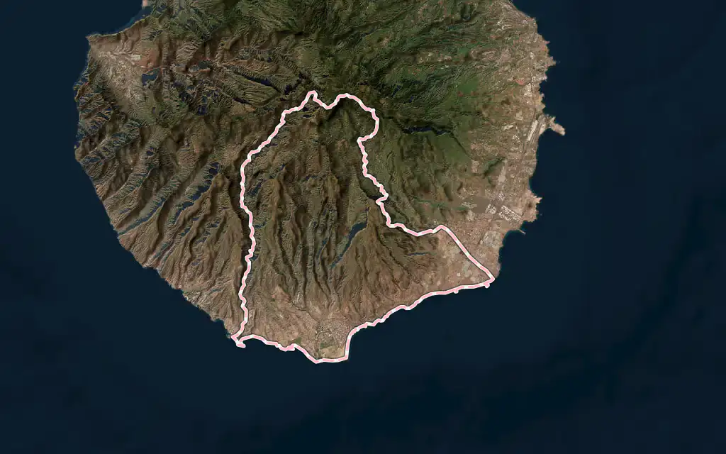 Vista satélite de San Bartolomé de Tirajana con su contorno administrativo